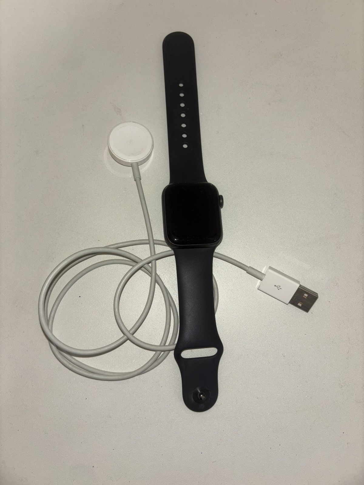 Apple Watch Series 5 40mm Gray Case with Black Silicone Band (MWV82LL/A)