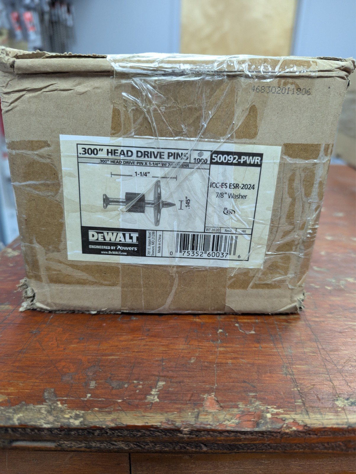 DEWALT 50090-PWR .300 HEAD DRIVE PINS 11/4" LONG 7/8" WASHER ( 1000PCS )