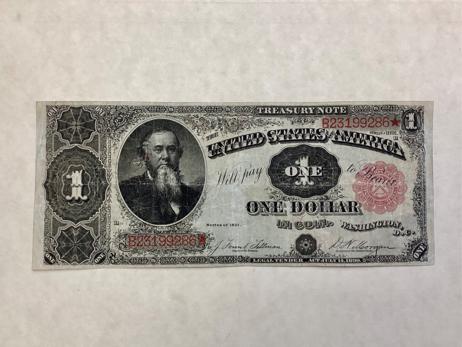 1891 $1 Treasury Note Stanton - FR 351 Tillman/Morgan