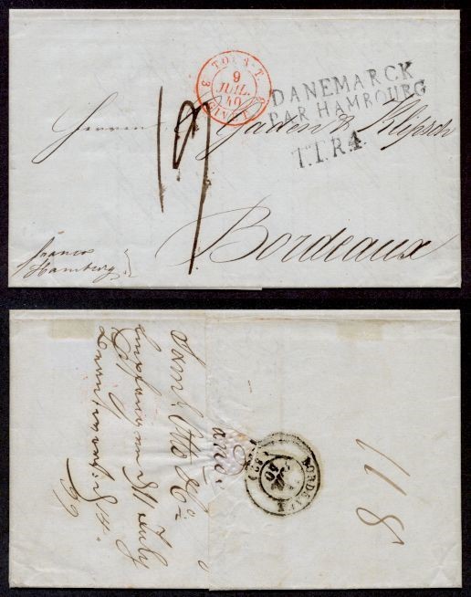 DENMARK 1840 DANEMARCK PAR HAMBOURG TTR4 SFL