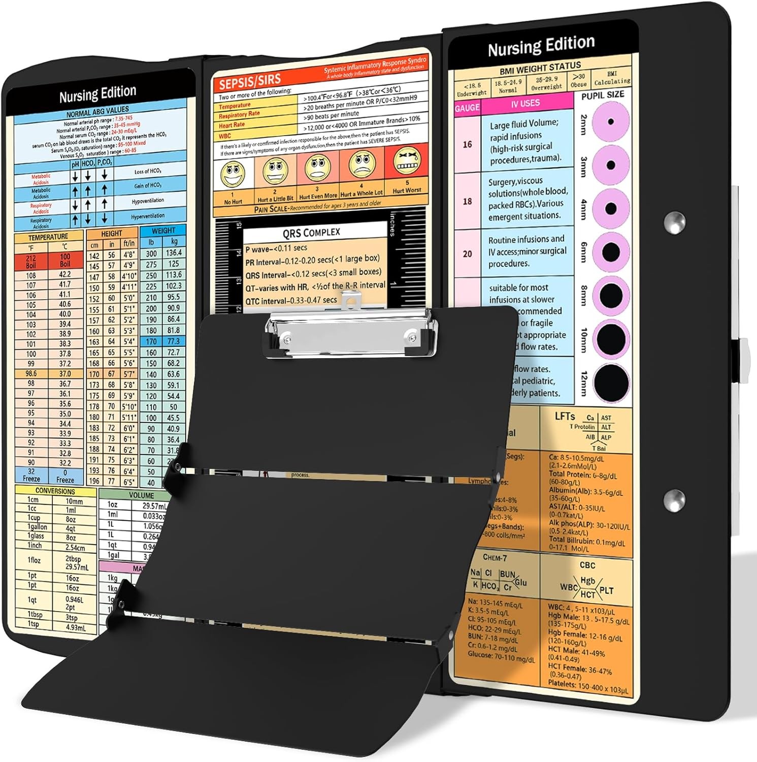 Foldable Nursing Clipboard with Cheat Sheets
