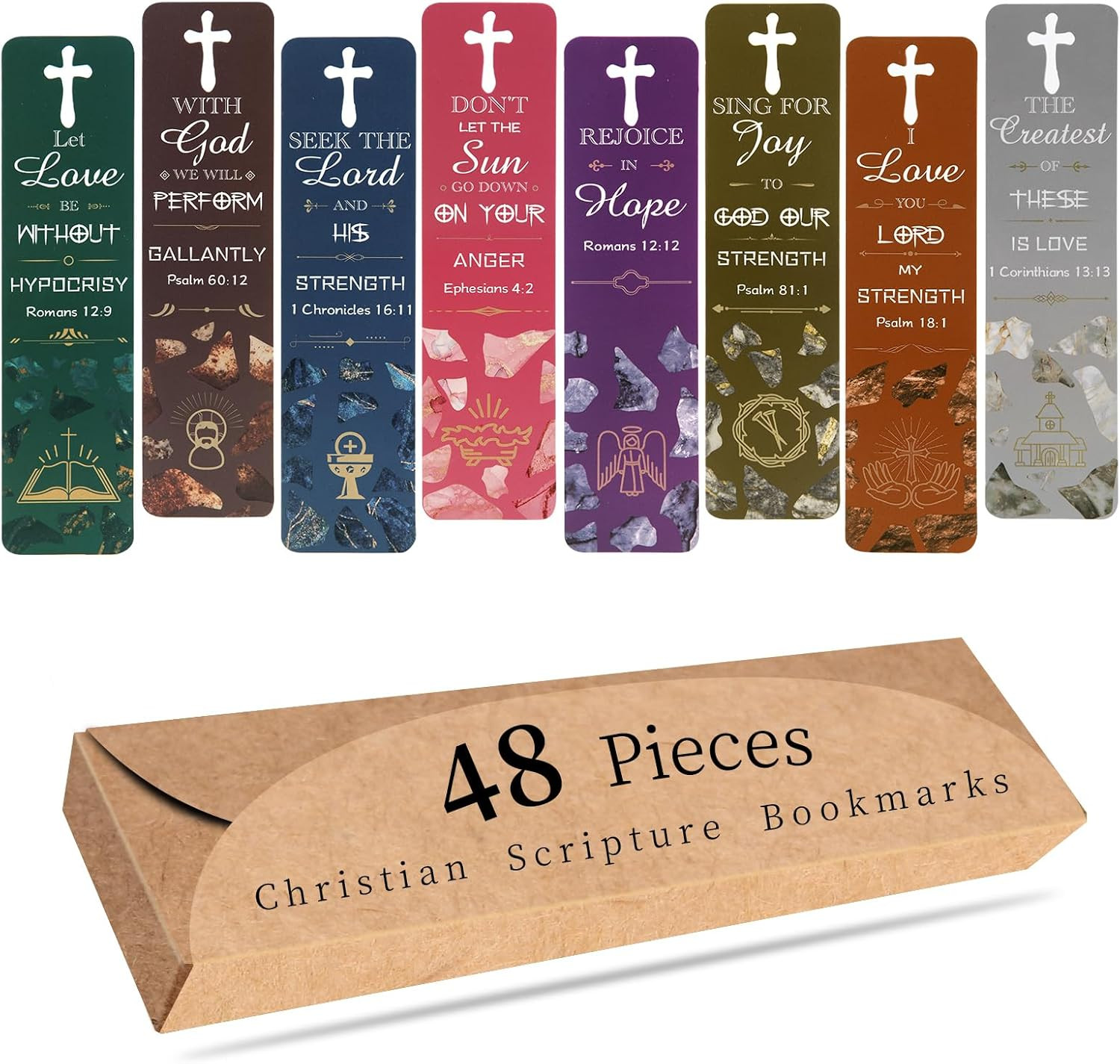 Bible Bookmarks Hollow Cross Christian Scripture Bookmarks Inspirational 48psc 
