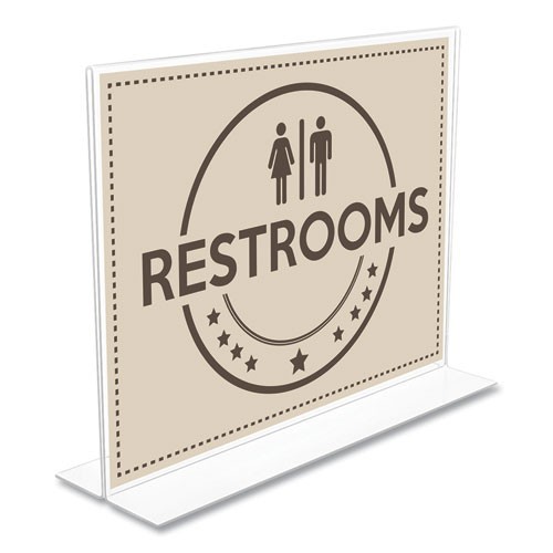 deflecto Anti-Glare Stand Up Double Sided Sign Holder, 8.5 x 11, Clear, 2/Pack