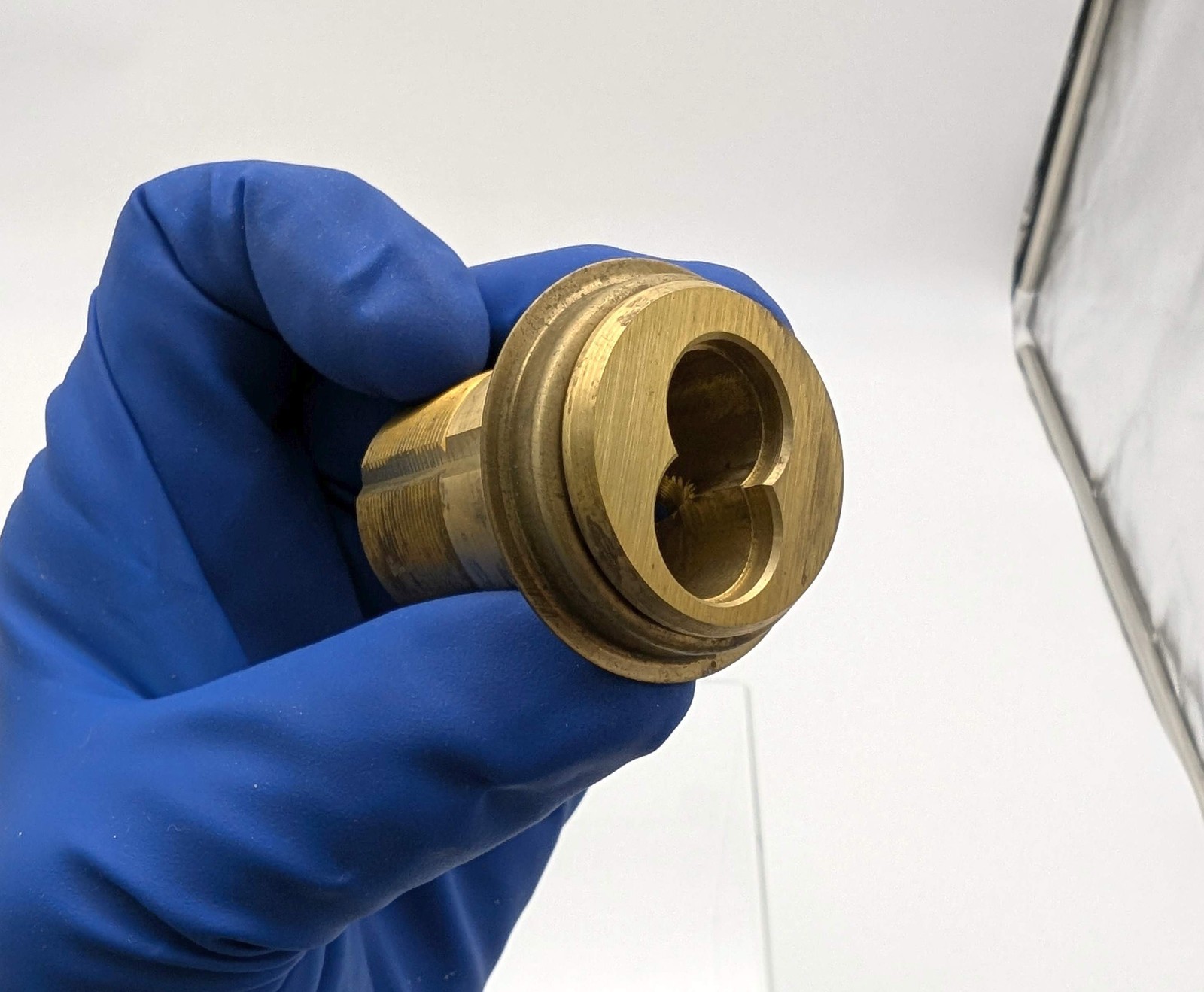 KSP 407L SFIC Mortise Cylinder Housing 1-3/4" Satin Brass 6 to 7 Pin