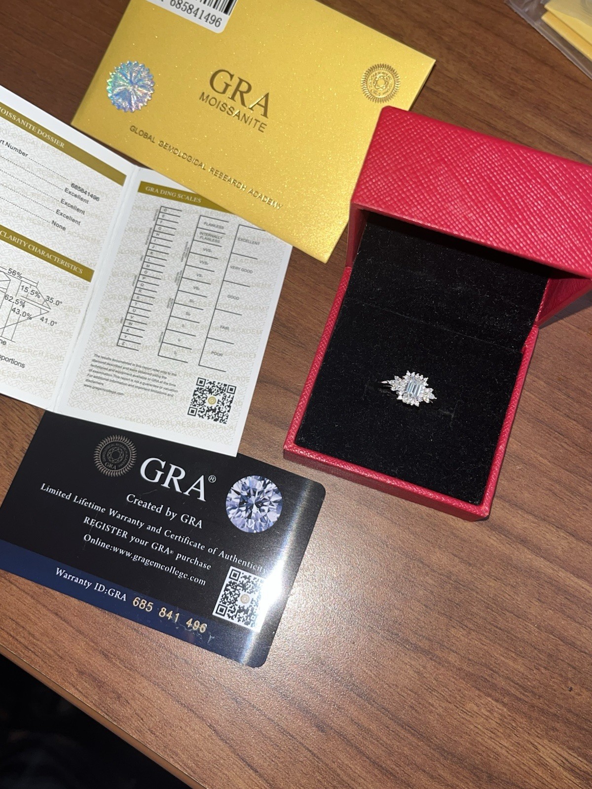 1.04 Emerald Cut Moissanite Engagement Ring S925 Silver