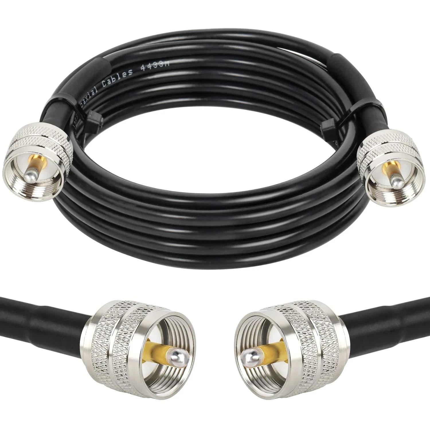 PL259 10ft UHF Coax Cable - RG58 CB Cable Male to Male for CB Radio, Ham Radi...