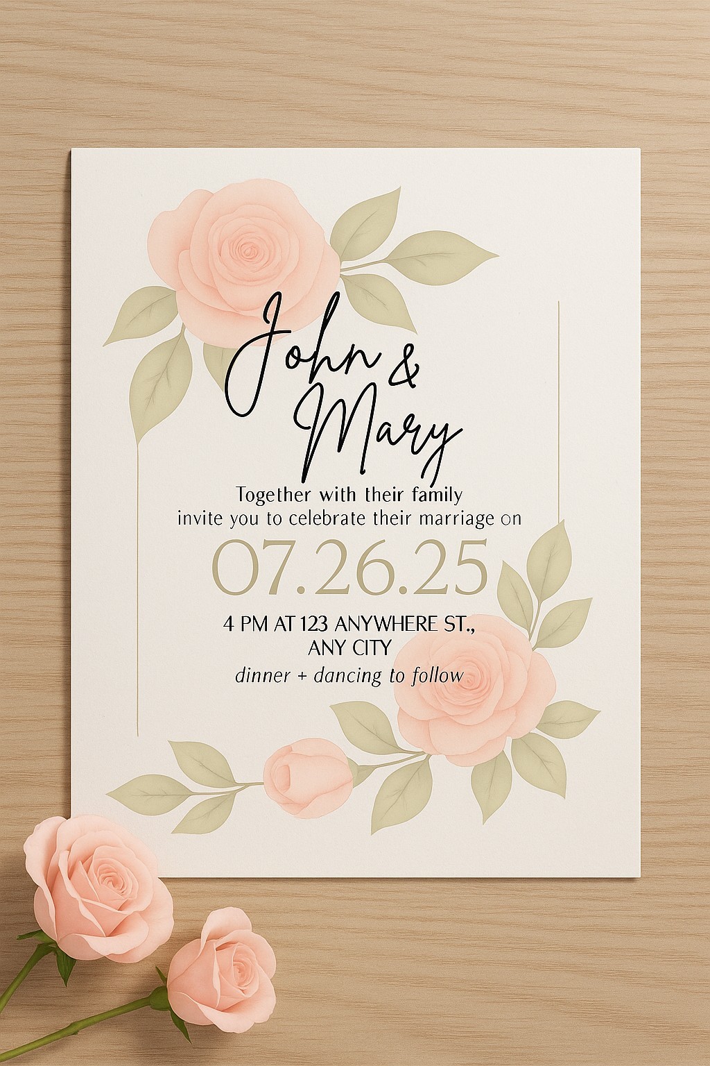 Editable Floral Wedding Invitation – Digital Download (Canva Template)