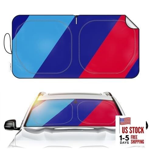 Car Windshield Sun Shade Blocks UV Rays Sun Visor Protector, Blue Blue///M