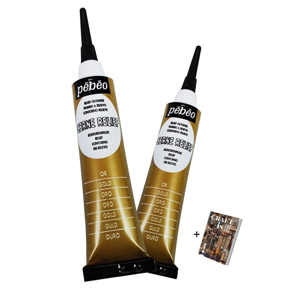 Pebeo Cerne Relief Outliner - 2 Pack Gold Paint Dimensional Color Relief Paste