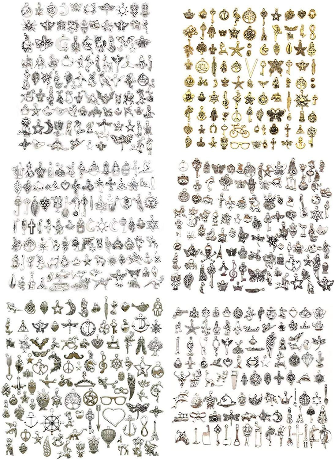 AleapDoll 600pcs Wholesale Bulk Charms for Jewelry Making Small, Silver 
