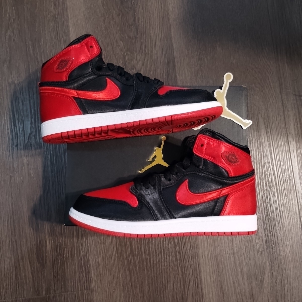 Sz 3y Nike Air Jordan 1 (PS) Retro High OG Satin Bred Preschool Shoes FD5304-061