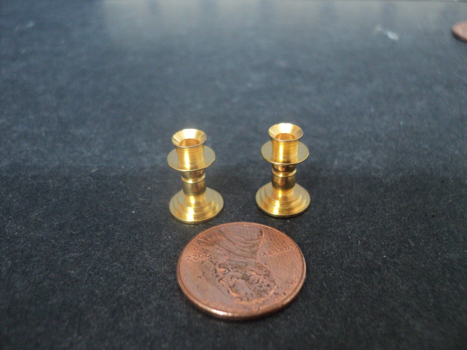 DOLLHOUSE BRASS CANDLE HOLDERS