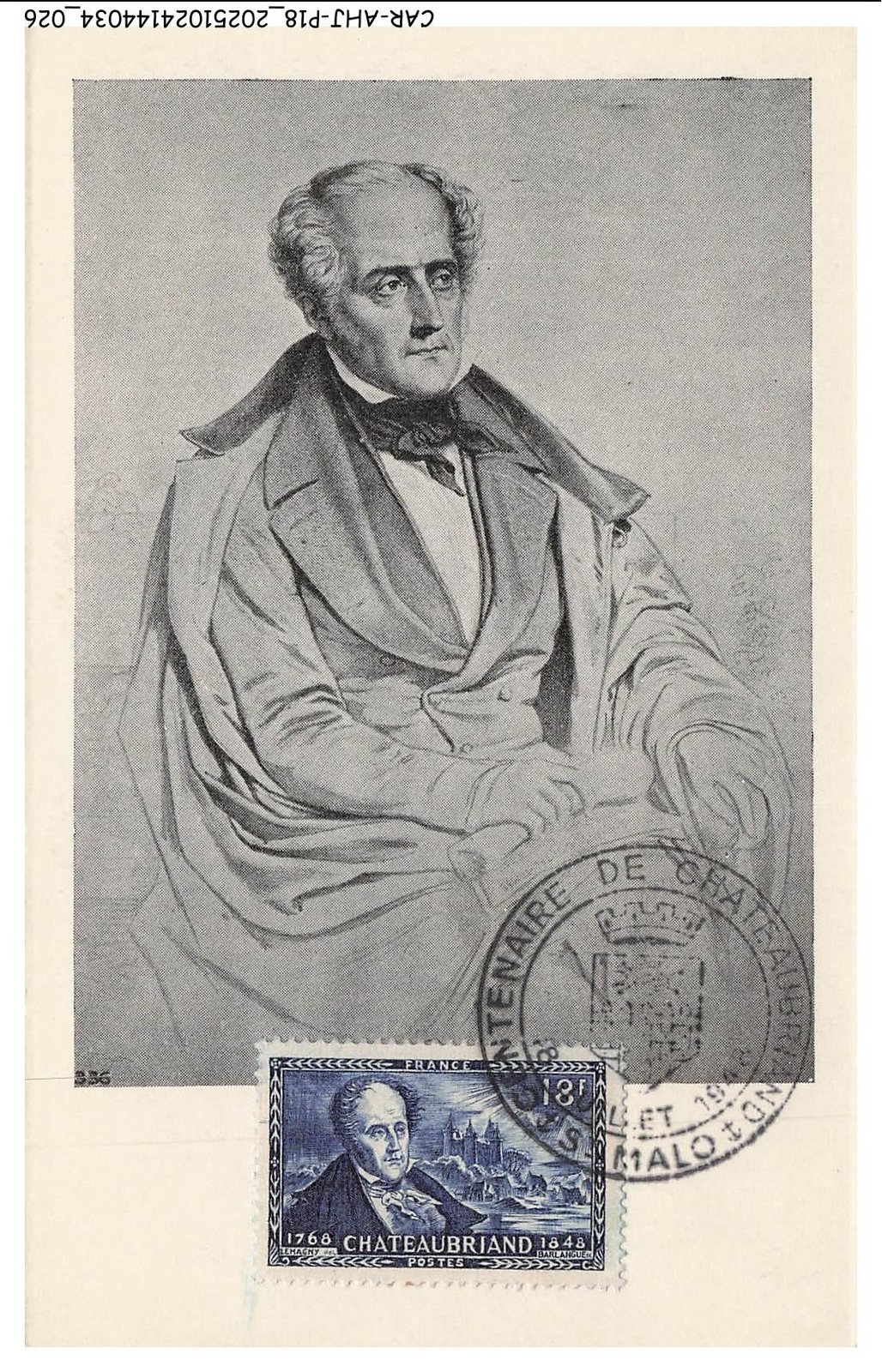 CAR-AHJP18-0852-MAXIMUN Card - Chateaubriand - Writer - 1948