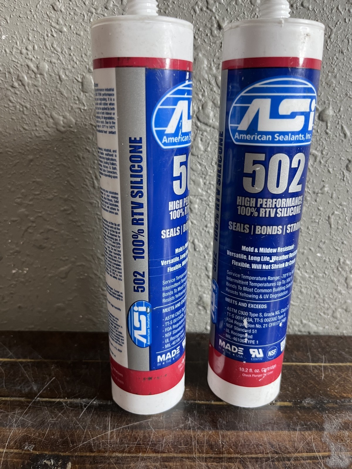 2 Pack ASI 502 High Performance 100% RTV Silicone Sealant Clear 10.2oz