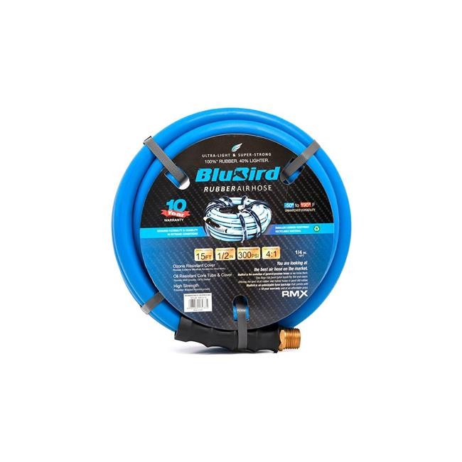 Blubird Industries B3178857 Rubber Air Hose Assembly - 0.5 in. x 15 ft. - Blue