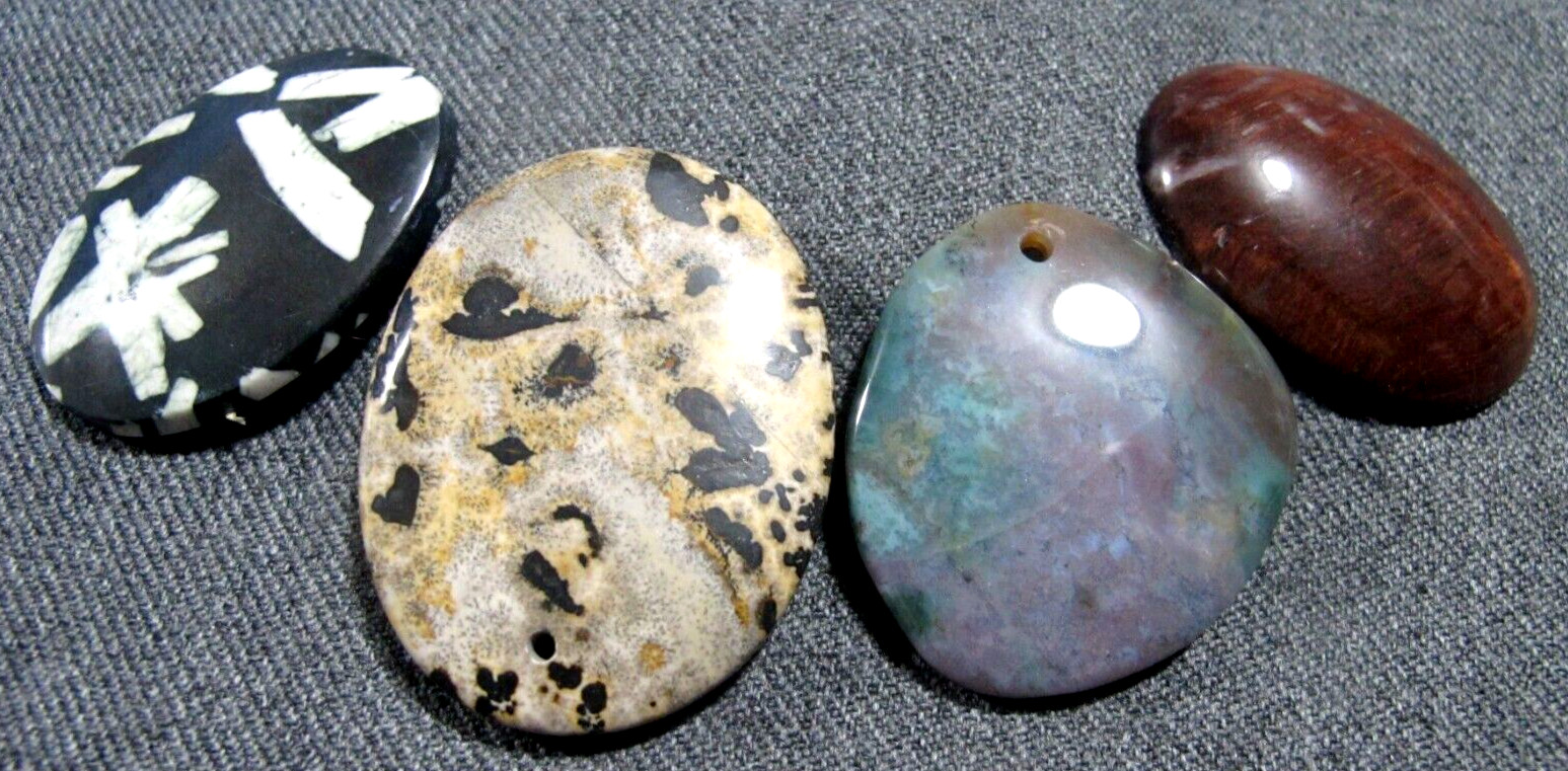 Vintage assorted real stones big 2 cabs and 2 pendants lot for jewelry making
