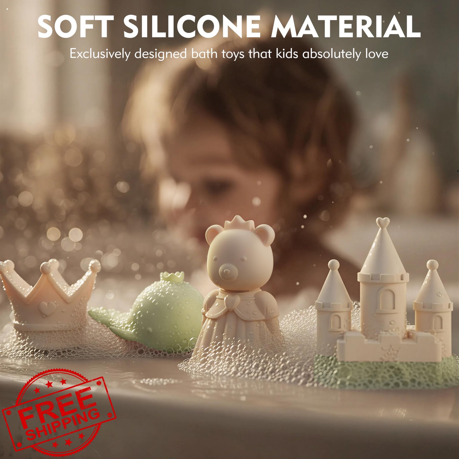 MarcZero 8Pcs Green Silicone Bath Toys for Toddlers Babies Pool