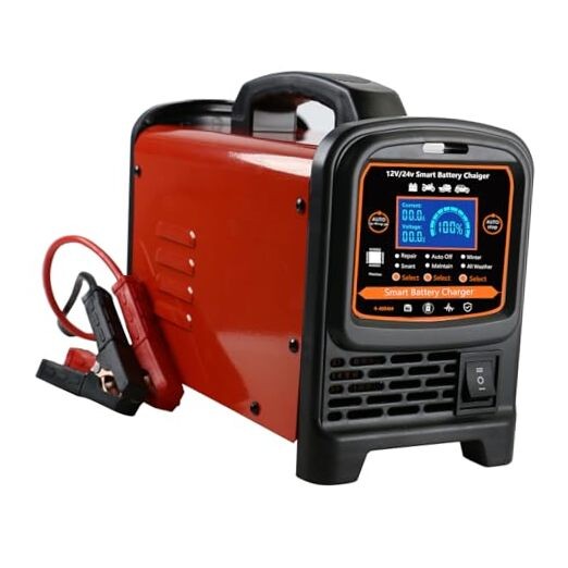 12V 24 Volt Car Battery Charger Heavy Duty, 0-15A Smart Automatic Battery 