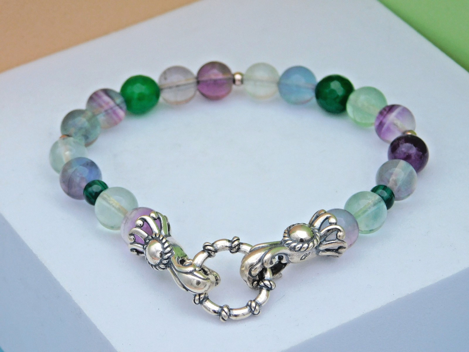 Brand New Carolyn Pollack Sterling Silver Multicolor Beaded Toggle Bracelet