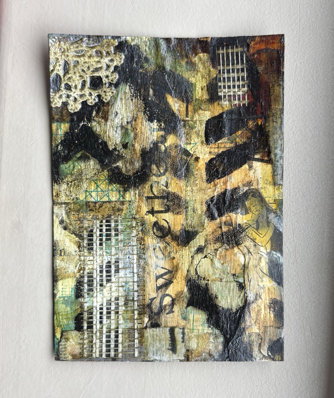 aceo mixed media original abstract painting