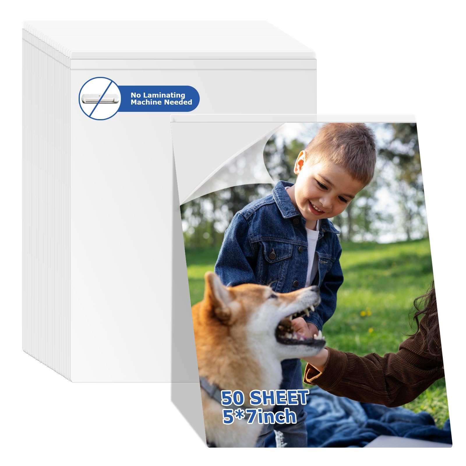 DLUGOPIS 5x7 Self-Seal Laminating Pouches, Adhesive, Gloss Finish, No Machine Ne