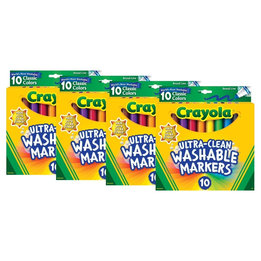 (4 pack) Ultra-Clean Washable Broad Line Markers, Art Supplies, Back to School
