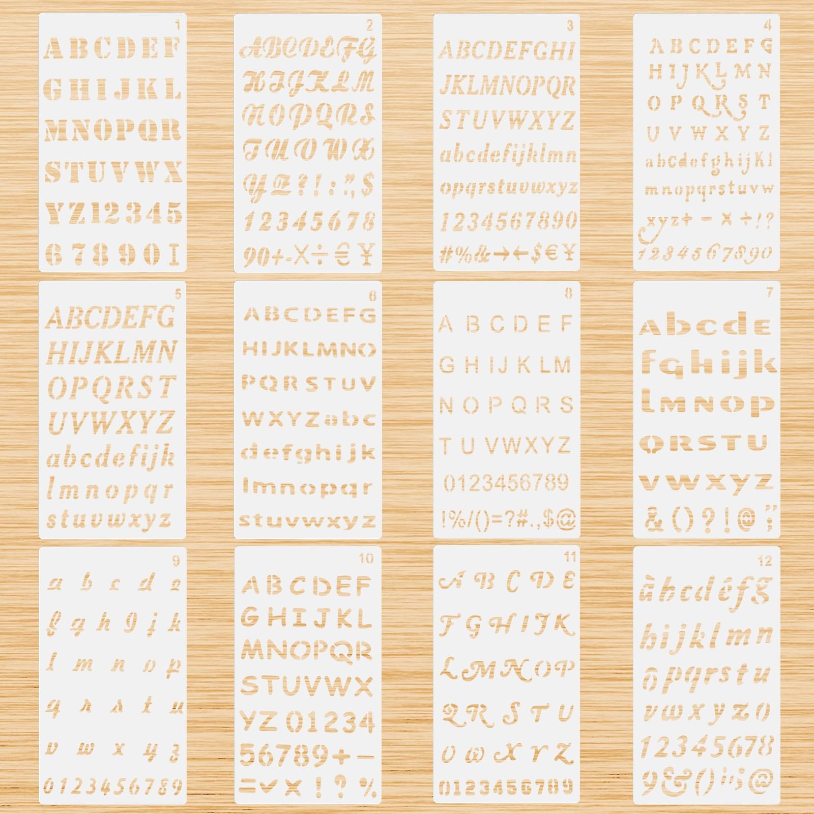 12 PCS Small Letter Stencils 1/2 Inch for Painting, 4 x 7 inches, White 