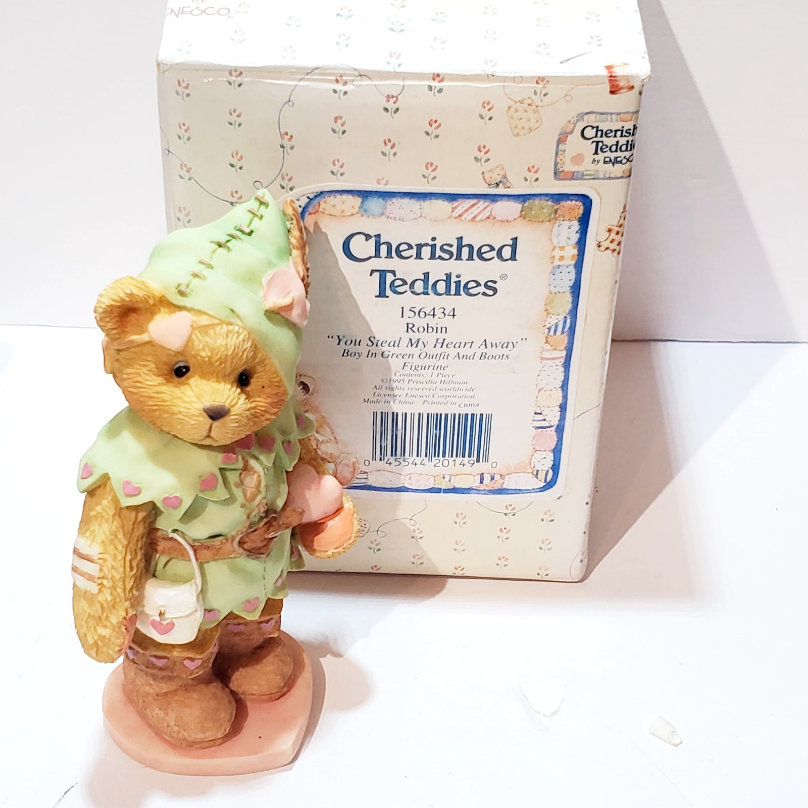 Vintage 1995 Cherished Teddies Robin You Steal My Heart Away Figurine