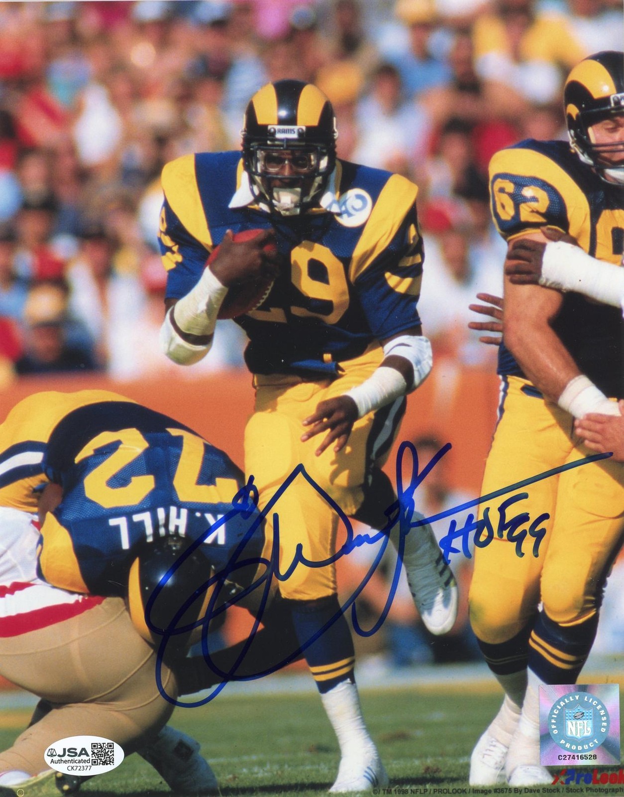 Eric Dickerson Autographed 8x10 Photo (HOF 99) JSA CK72377