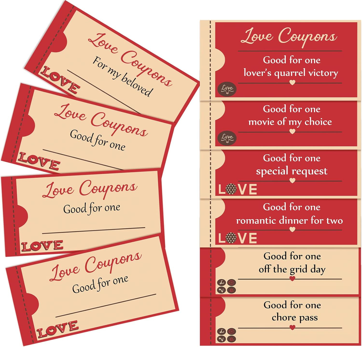30 Pieces Valentines Day Love Coupons for Him or Her, Romantic Love Voucher Funn