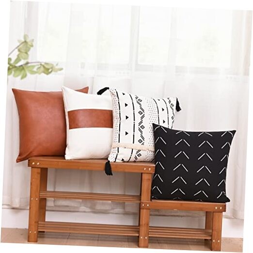  Boho Geometric Throw Pillow Covers 18 x 18 18" x 18" (Pack of 4) Black/White
