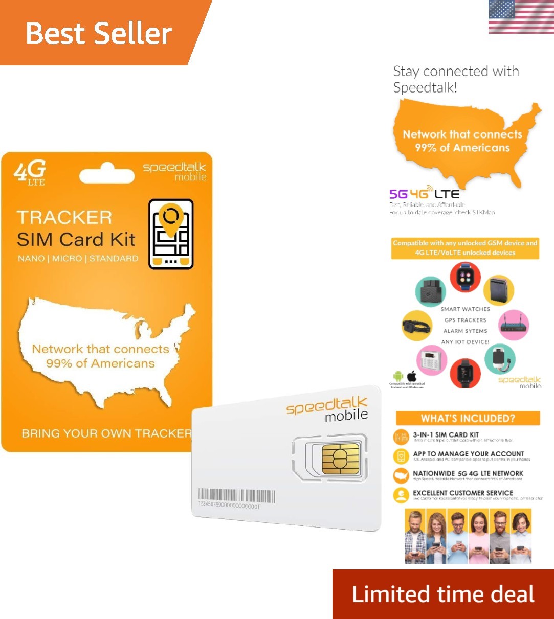GPS Tracker Triple Cut SIM Card Starter Kit - No Contract Universal SIM: Stan...