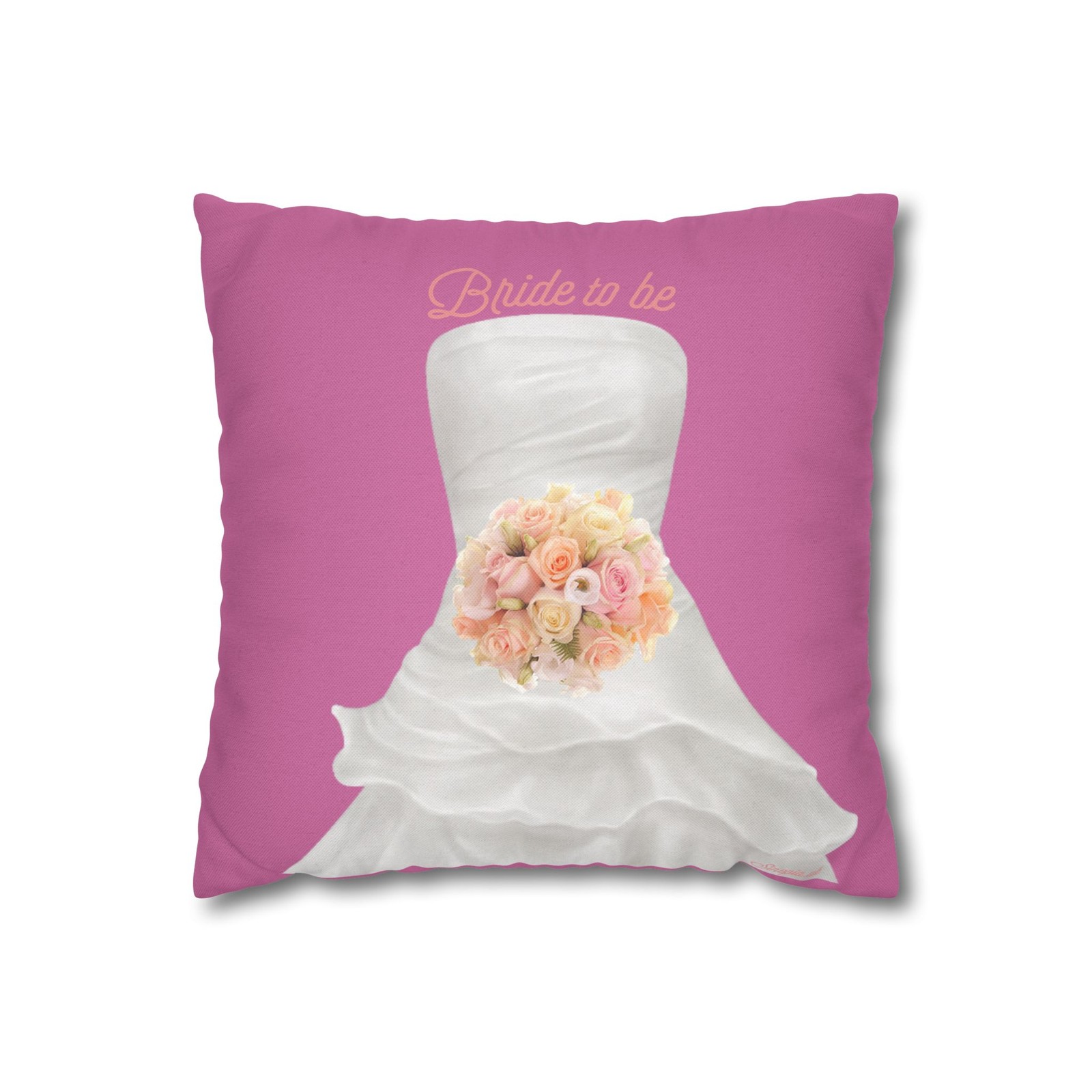 Bride To Be Wedding Dress Pillowcase | Square Bridal Throw Pillowcase