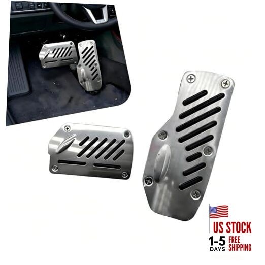 Non-Slip Car Pedal Covers, Premium Aluminum Alloy Automatic 2 PCS Black