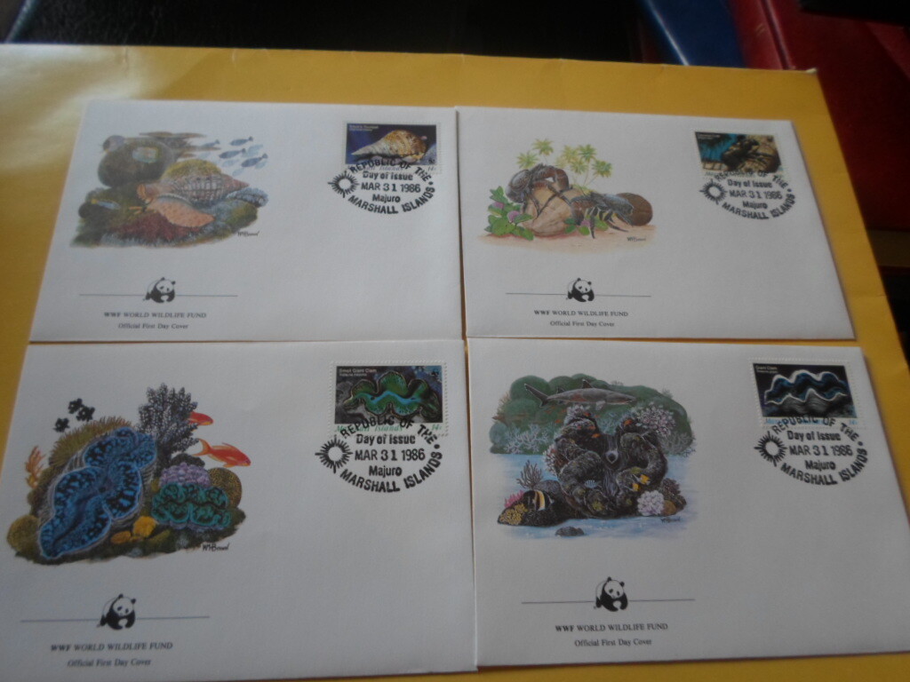 Marshall Islands 1986 WWF Invertebrates of the Pacific 4 FDC First Day Covers