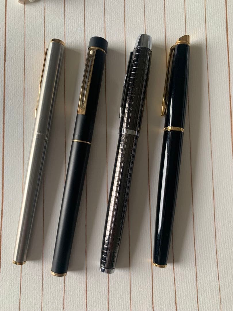 Sheaffer Targa 14K Fountain Pen Set 4 Pens Vintage Authentic Excellent