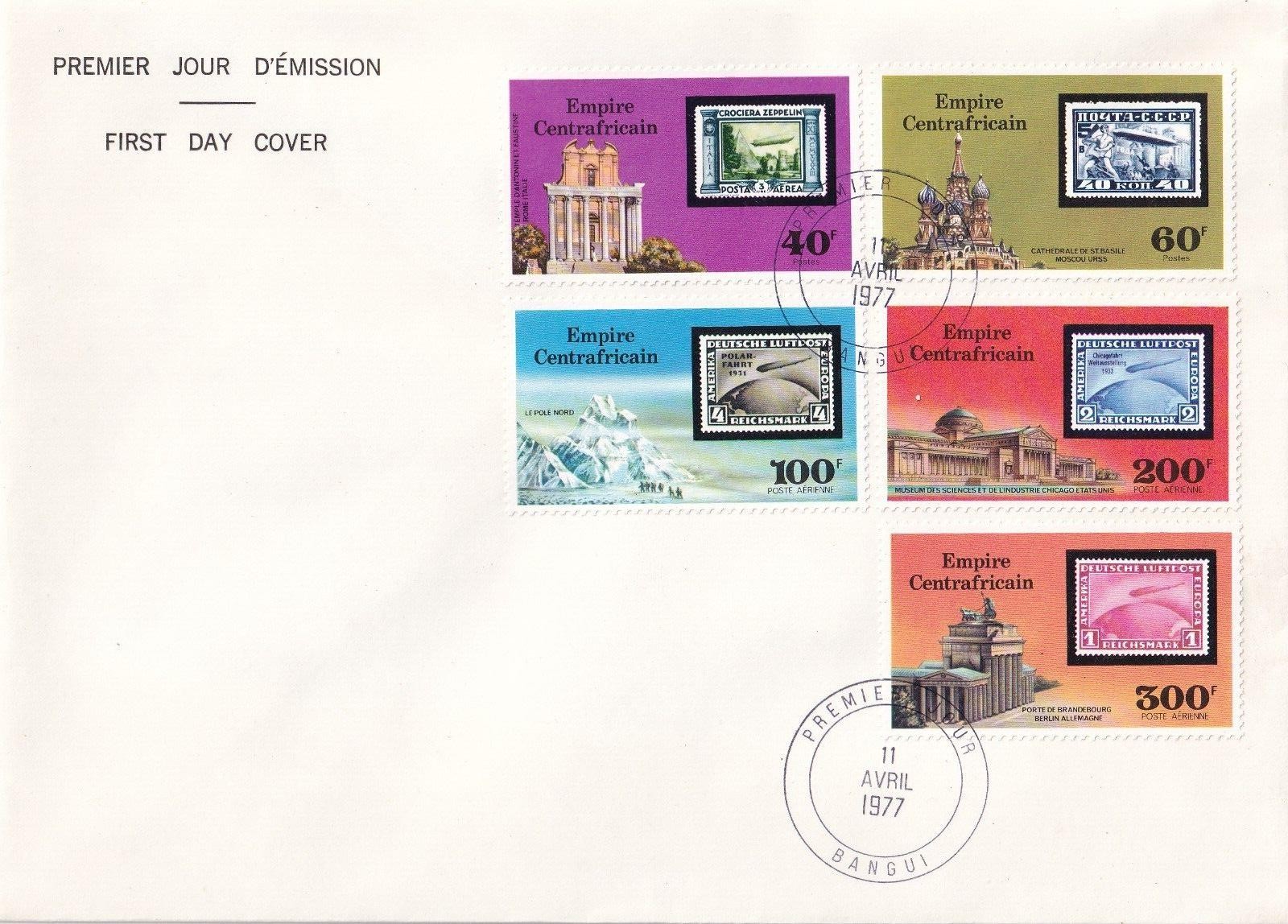 SA15 Central African Republic 1977 Airmail - Sailing from Zeppelin Airships FDC