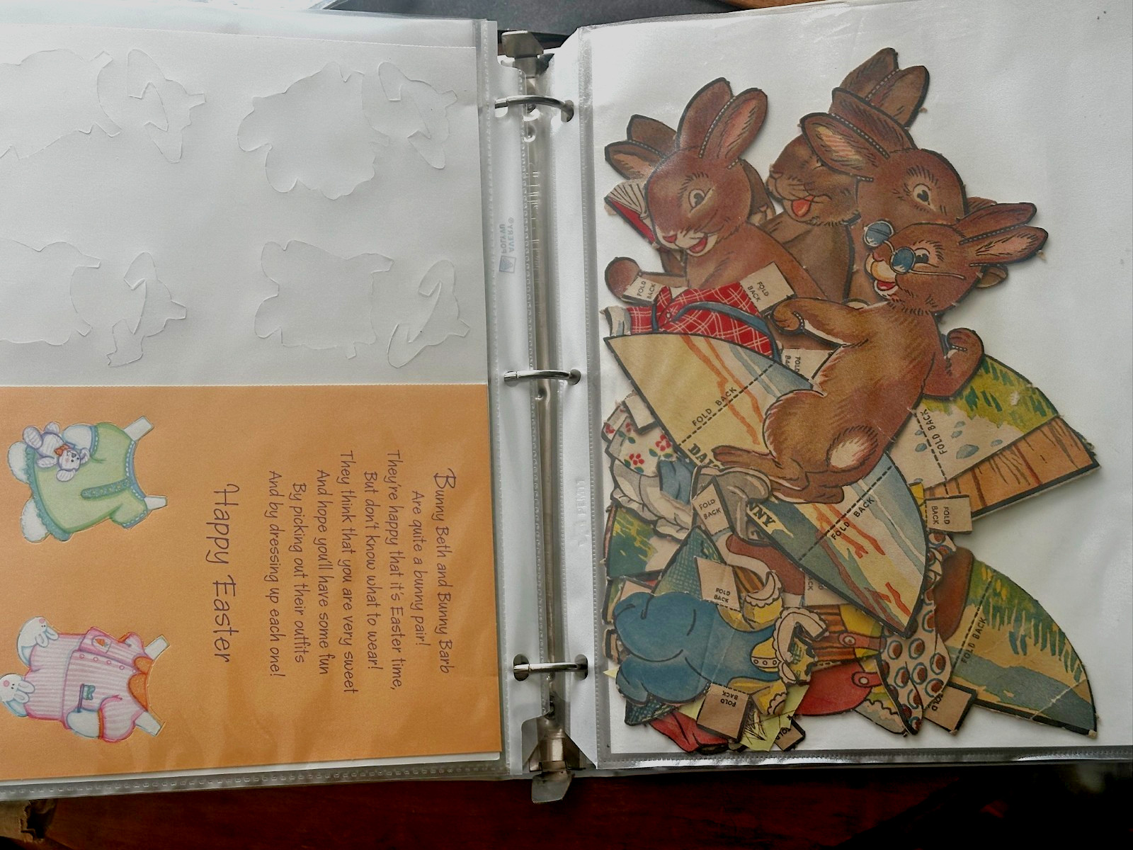 Vintage Easter Bunny Rabbit Paper Dolls Punch Cut Out Greeting Cards 25pg Binder