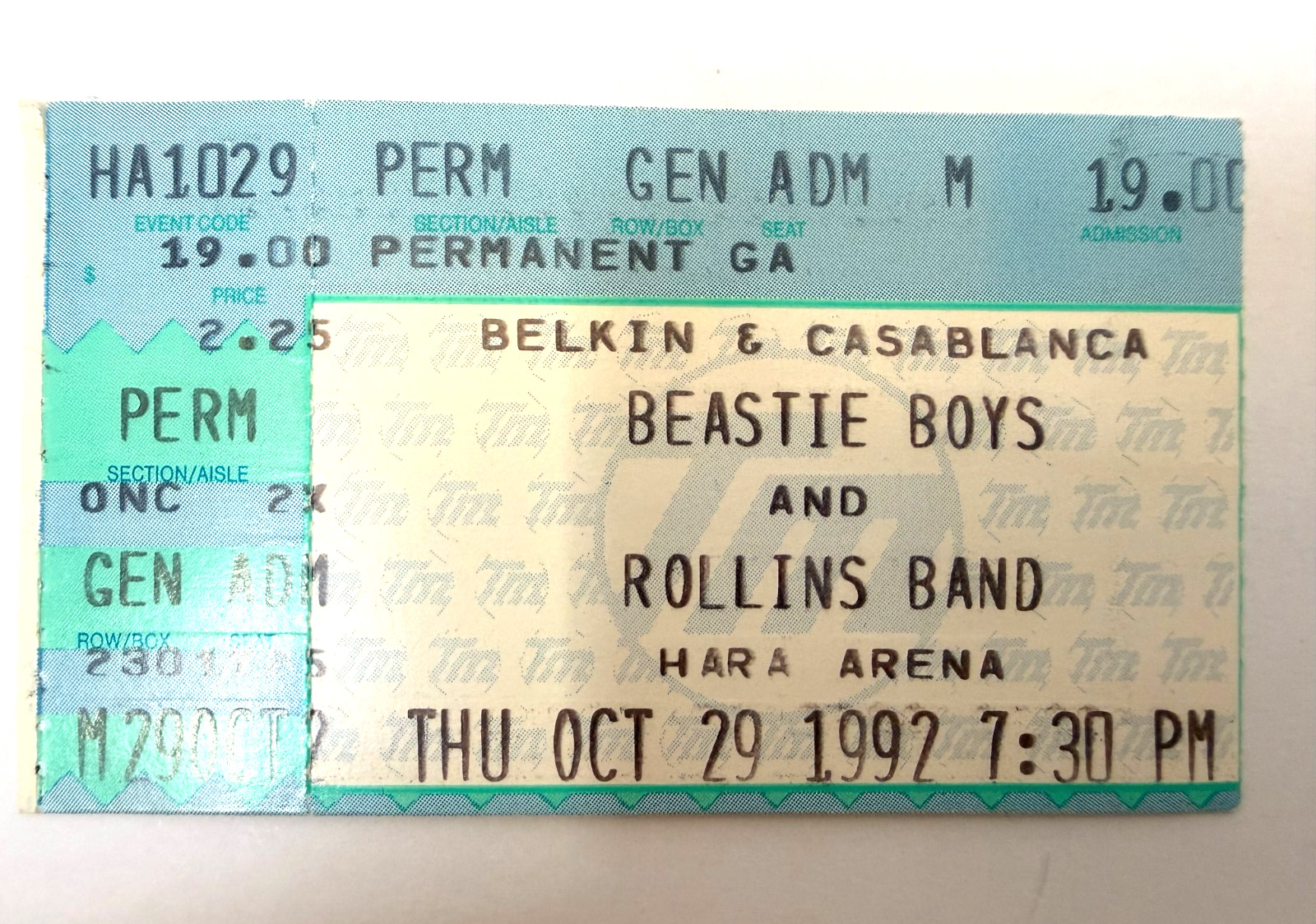 1992 BEASTIE BOYS and ROLLINS BAND at Hara Arena Dayton OH Concert Ticket Stub