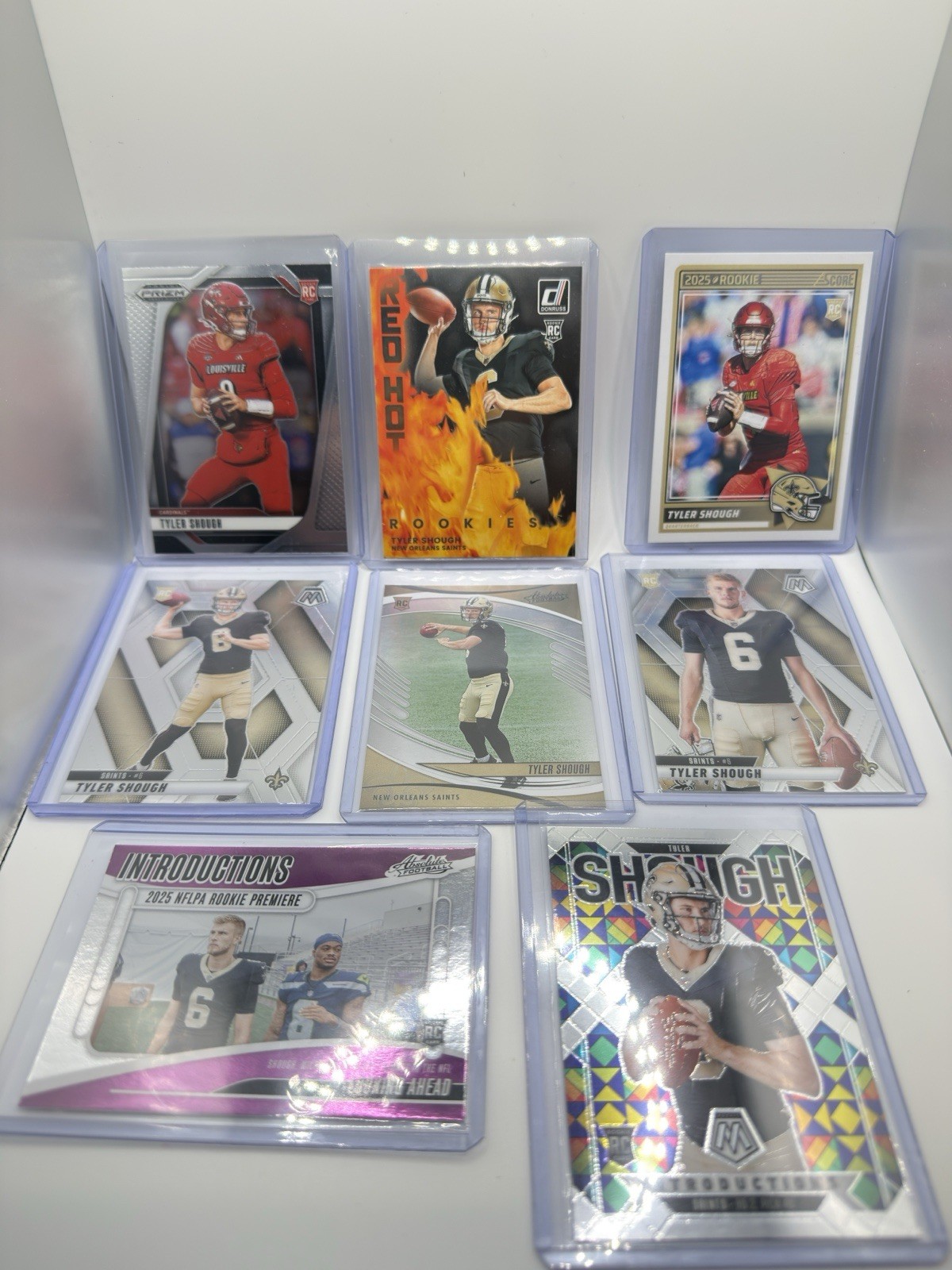 2025 Panini- Tyler Shough 8 Card LOT. Donruss, Mosaic, Absolute, Draft, Score
