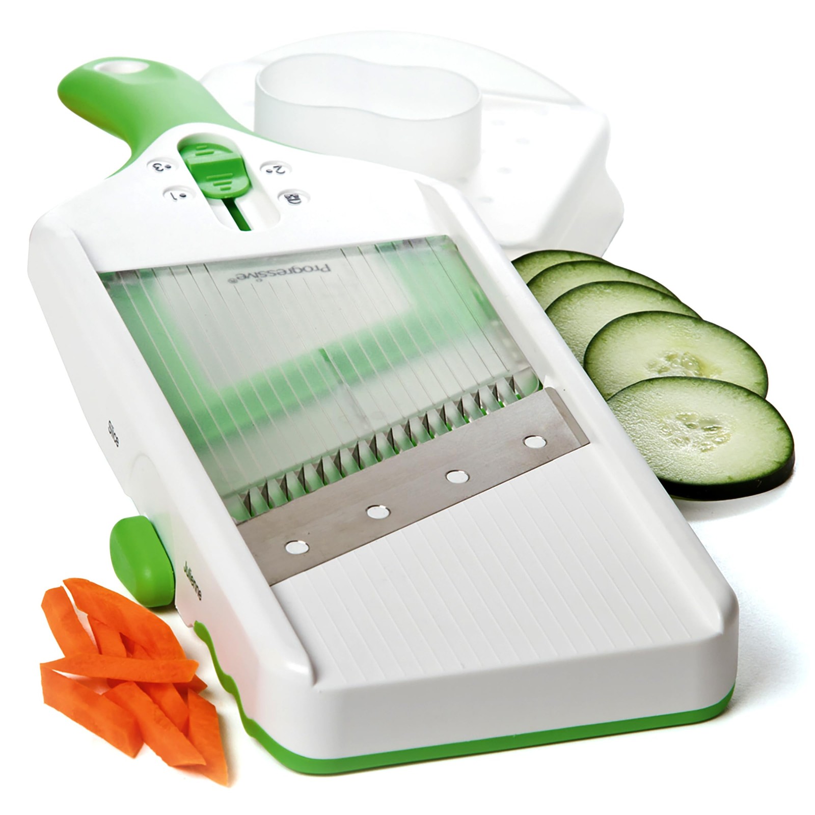 PrepSolutions Adjust-A-Slice & Julienne Mandoline, Standard, White & Green 