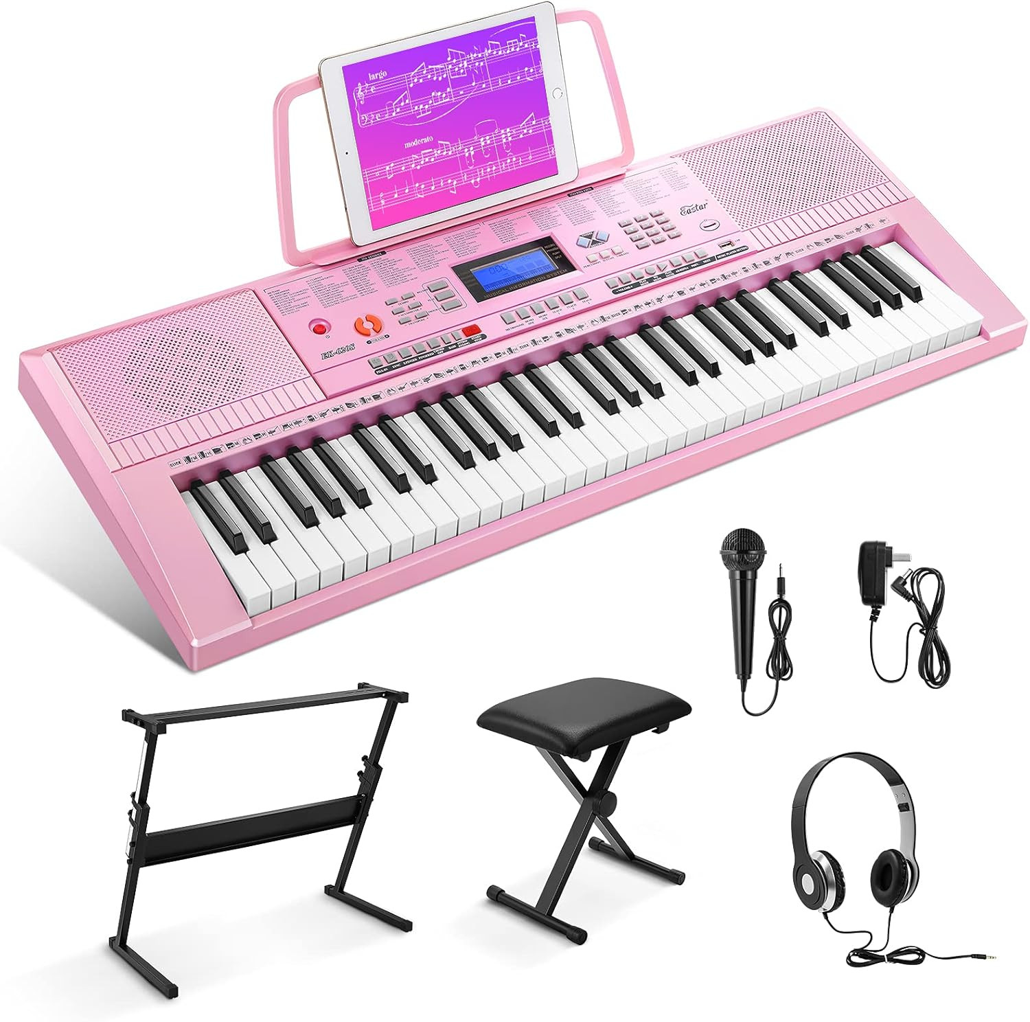 Electronic Keyboard Piano Kit 61 Key for Beginner Children, Digital E Piano with
