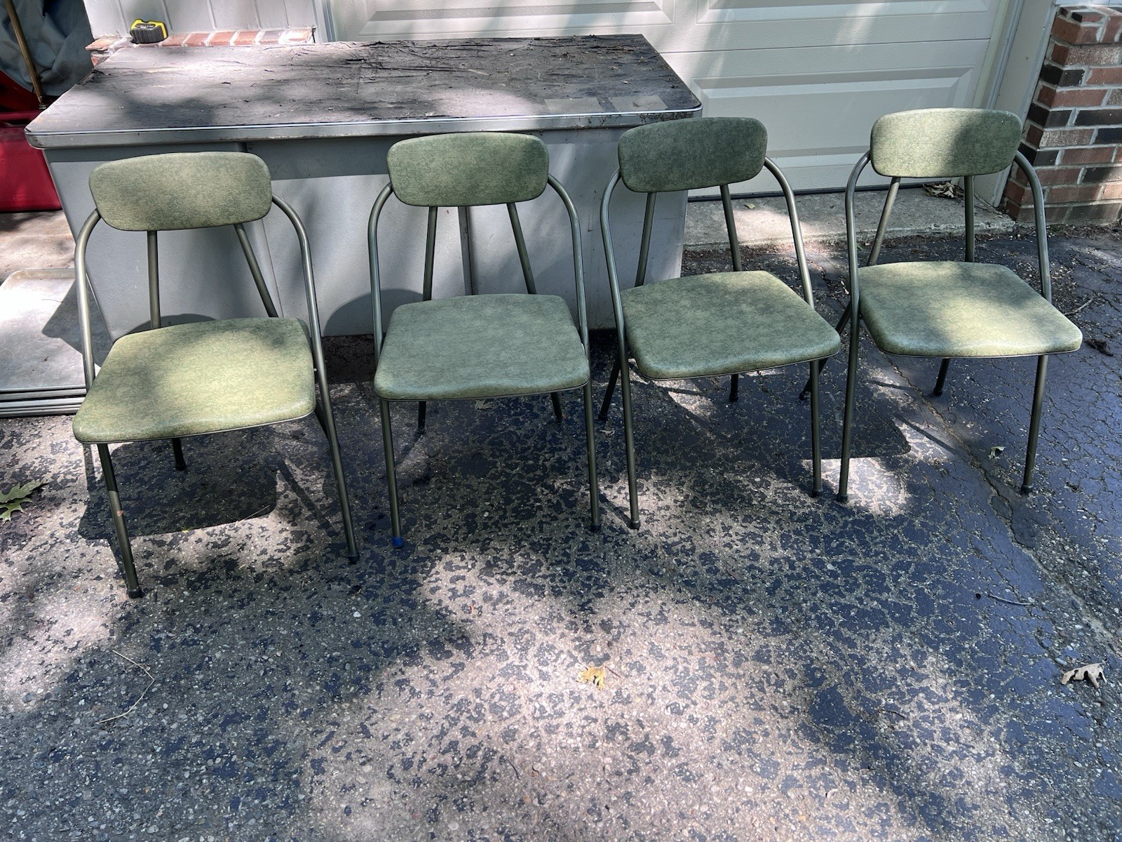 Vtg COSCO CHAIR LOT Folding metal mid century Swag dining 4 Swag Green Lot