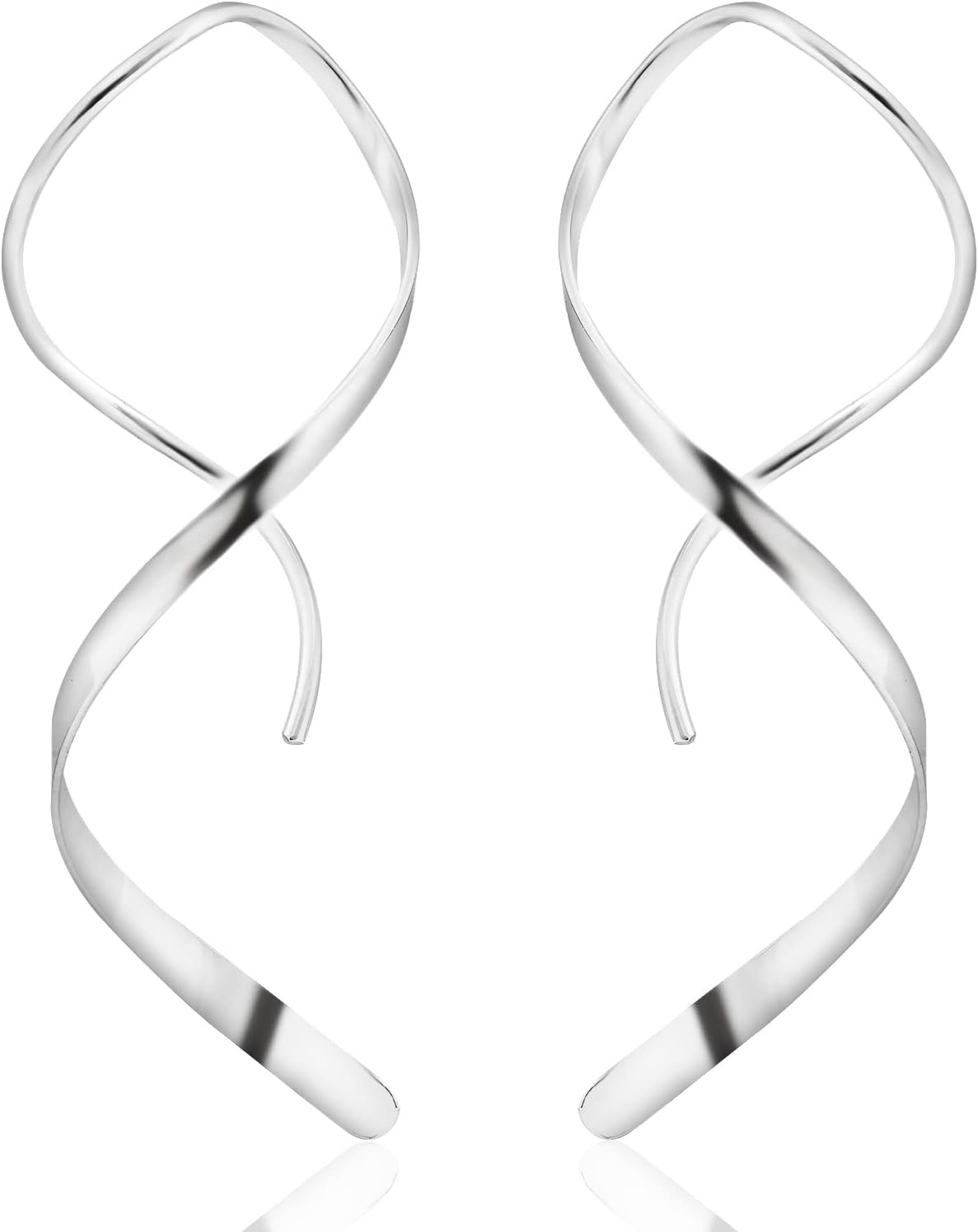 Handmade Spiral Threader Earrings Sterling Silver Hypoallergenic Twisted Pull th