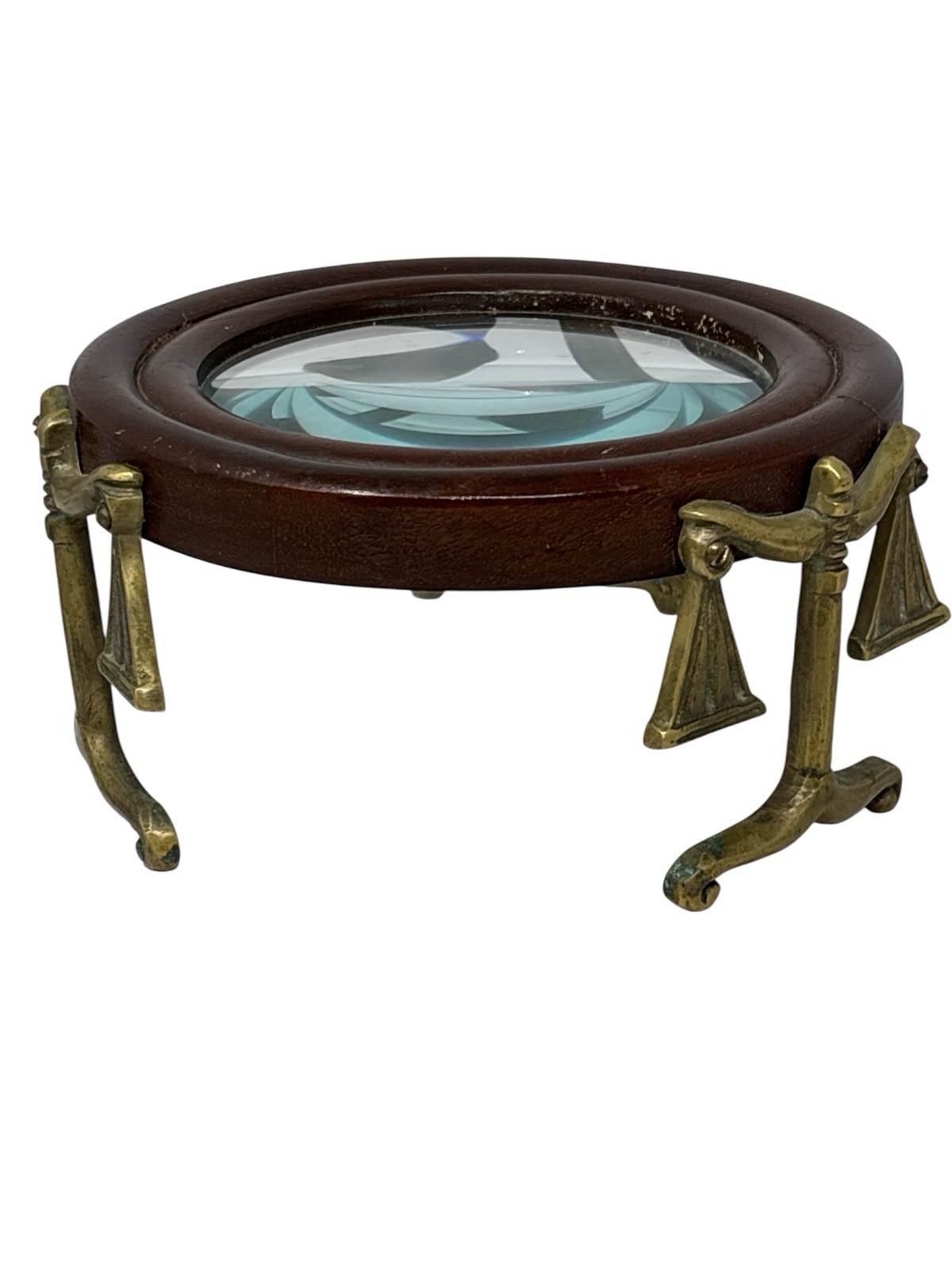 vintage wooden framed desk magnifying glass 5” Lens Made In China