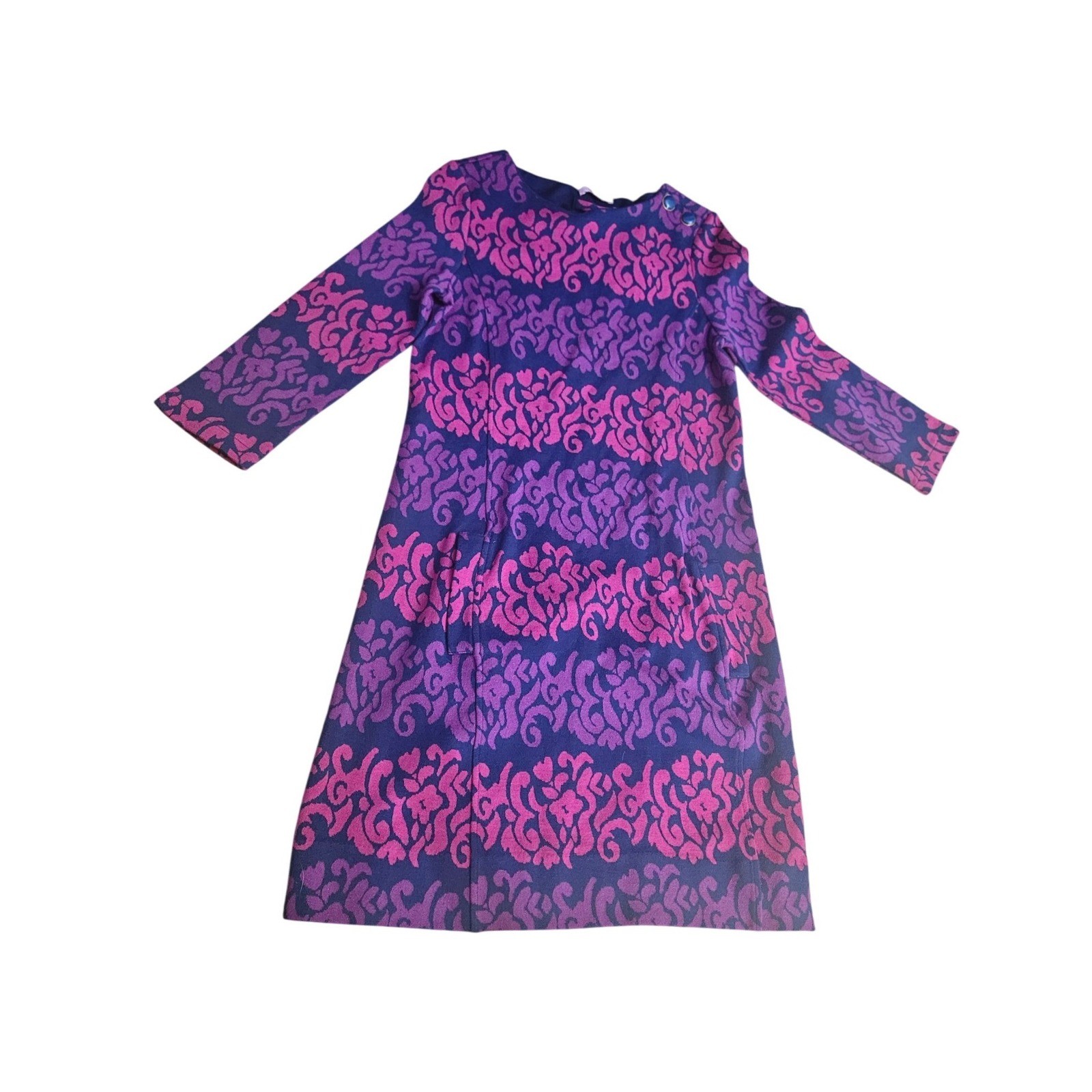 Lilly Pulitzer Pink Purple Damask Knit Shift Dress with Belt Medium