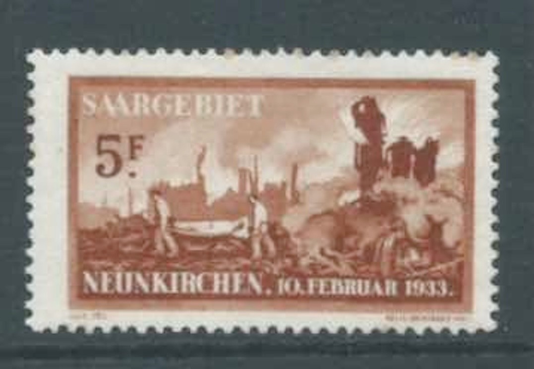 SAAR 1933 SG168 5f (+5f) Red-Brown Neunkirchen Explosion Toned Perfs MM Cat £60