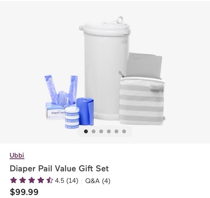 Ubbi Diaper Pail Gift Set - Matte White