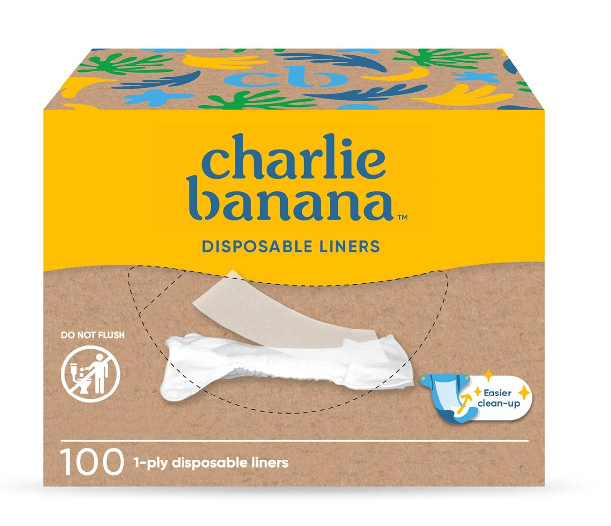 Charlie Banana Baby Disposable Cloth Diaper Liners and Wipes Unscented 100 Count