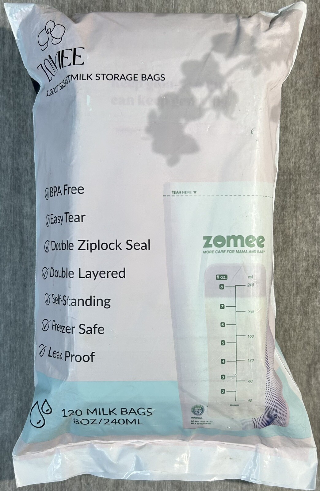 Zomee Breast Milk Storage Bags 120 CT 8 Oz BPA Free Freezer Safe Leak Proof NEW